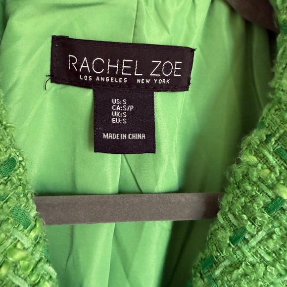 Rachel Zoe Green Tweed Blazer Gold Buttons Size Small - Picture 3 of 7